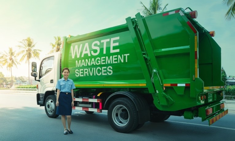 รถเก็บขนของเสียของผู้ให้บริการกำจัดของเสีย Waste Management Services