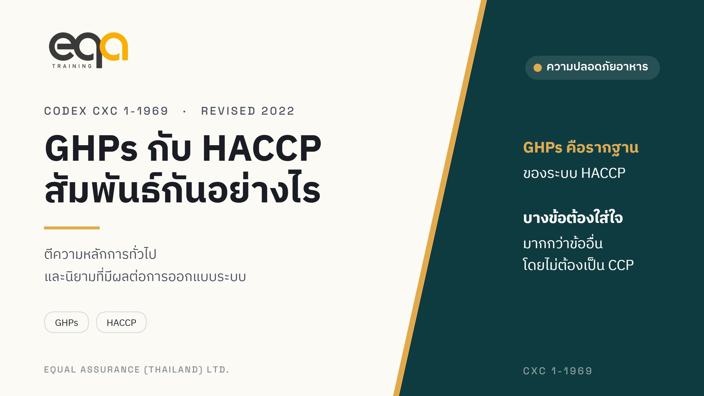 ภาพปกบทความ GHPs กับ HACCP สัมพันธ์กันอย่างไร โดย Equal Assurance (Thailand)