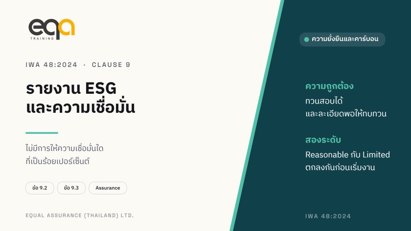 ภาพปกบทความ หลักการรายงาน ESG และการให้ความเชื่อมั่น ตาม IWA 48:2024 ข้อ 9