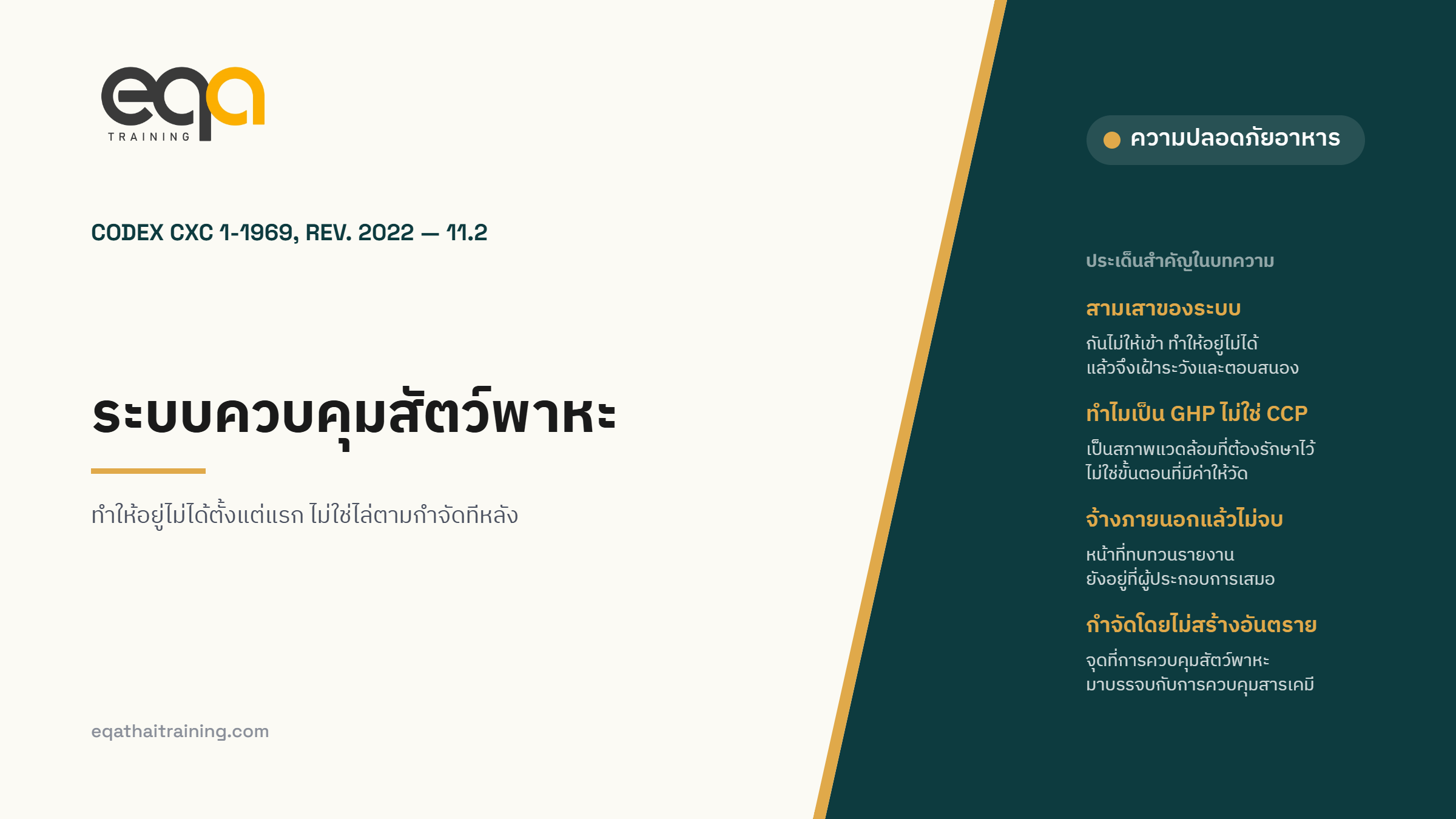 ปกบทความ GHPs ข้อ 11.2 ระบบควบคุมสัตว์พาหะตาม Codex CXC 1-1969