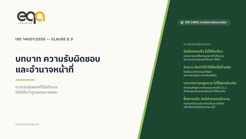 ISO 14001:2026 ข้อ 5.3 บทบาท ความรับผิดชอบ และอำนาจหน้าที่ในองค์กร — อธิบายและตีความข้อกำหนด | EQA Thailand