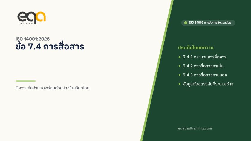 ISO 14001 ข้อ 7.4 การสื่อสาร ตีความข้อกำหนดพร้อมตัวอย่างในบริบทไทย | EQA Thailand