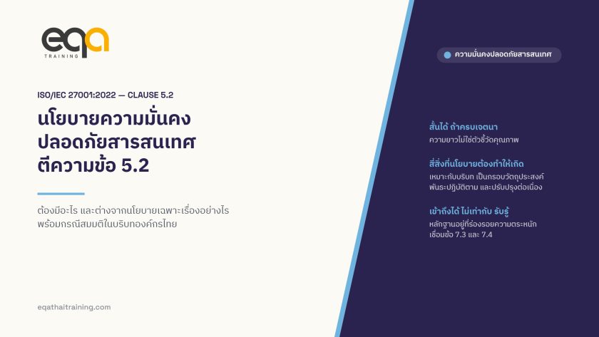 ภาพปกบทความ ตีความข้อ 5.2 ของ ISO/IEC 27001:2022 นโยบายความมั่นคงปลอดภัยสารสนเทศ