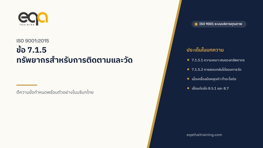 ISO 9001 ข้อ 7.1.5 ทรัพยากรสำหรับการติดตามและวัด ตีความข้อกำหนดพร้อมตัวอย่าง | EQA Thailand