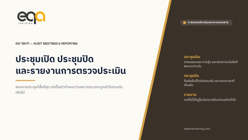 ปกบทความ ประชุมเปิด ประชุมปิด และรายงานการตรวจประเมิน