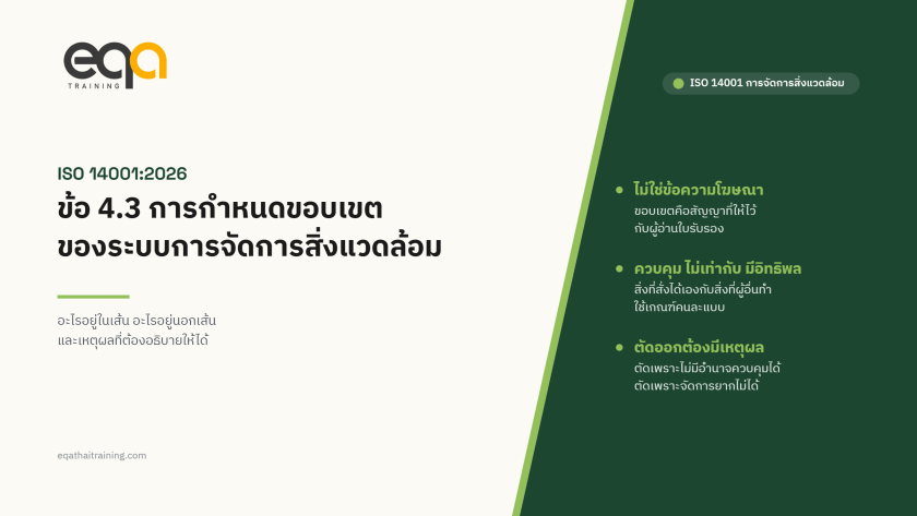 ISO 14001:2026 ข้อ 4.3 การกำหนดขอบเขตของระบบการจัดการสิ่งแวดล้อม | EQA Thailand