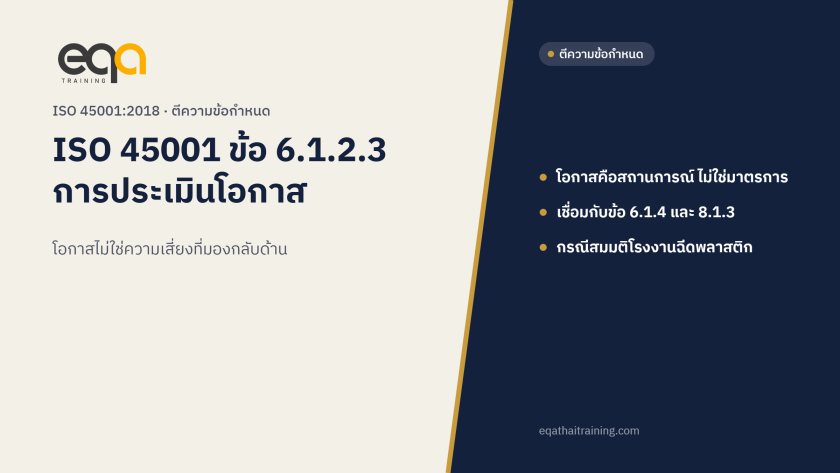 ISO 45001 ข้อ 6.1.2.3 การประเมินโอกาสด้านอาชีวอนามัยและความปลอดภัย