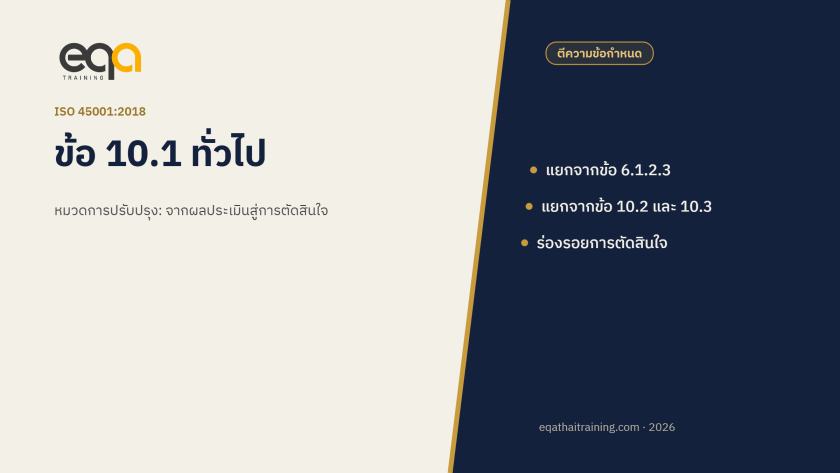 ISO 45001 ข้อ 10.1 ทั่วไป: จุดเชื่อมจากผลการประเมินสมรรถนะสู่การตัดสินใจปรับปรุง