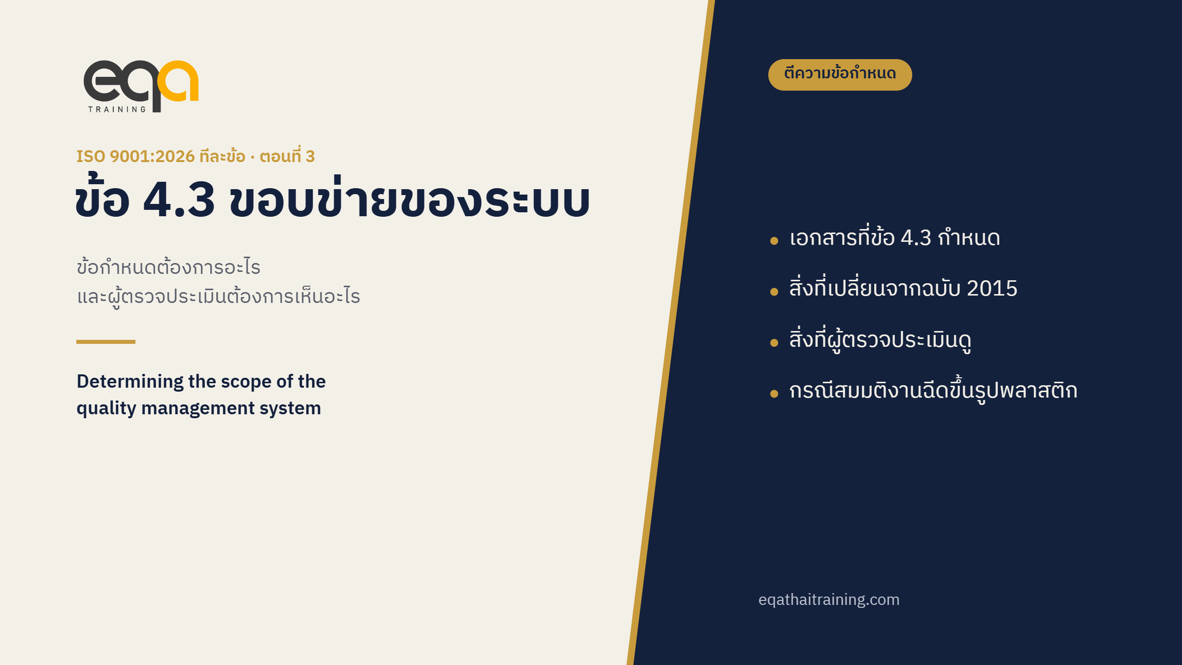ปกบทความ ISO 9001:2026 ข้อ 4.3 การกำหนดขอบข่ายของระบบการจัดการคุณภาพ
